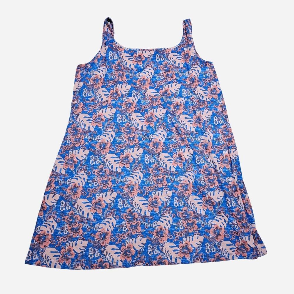 Columbia pfg tropical blue pink tropical print dress 3X plus size